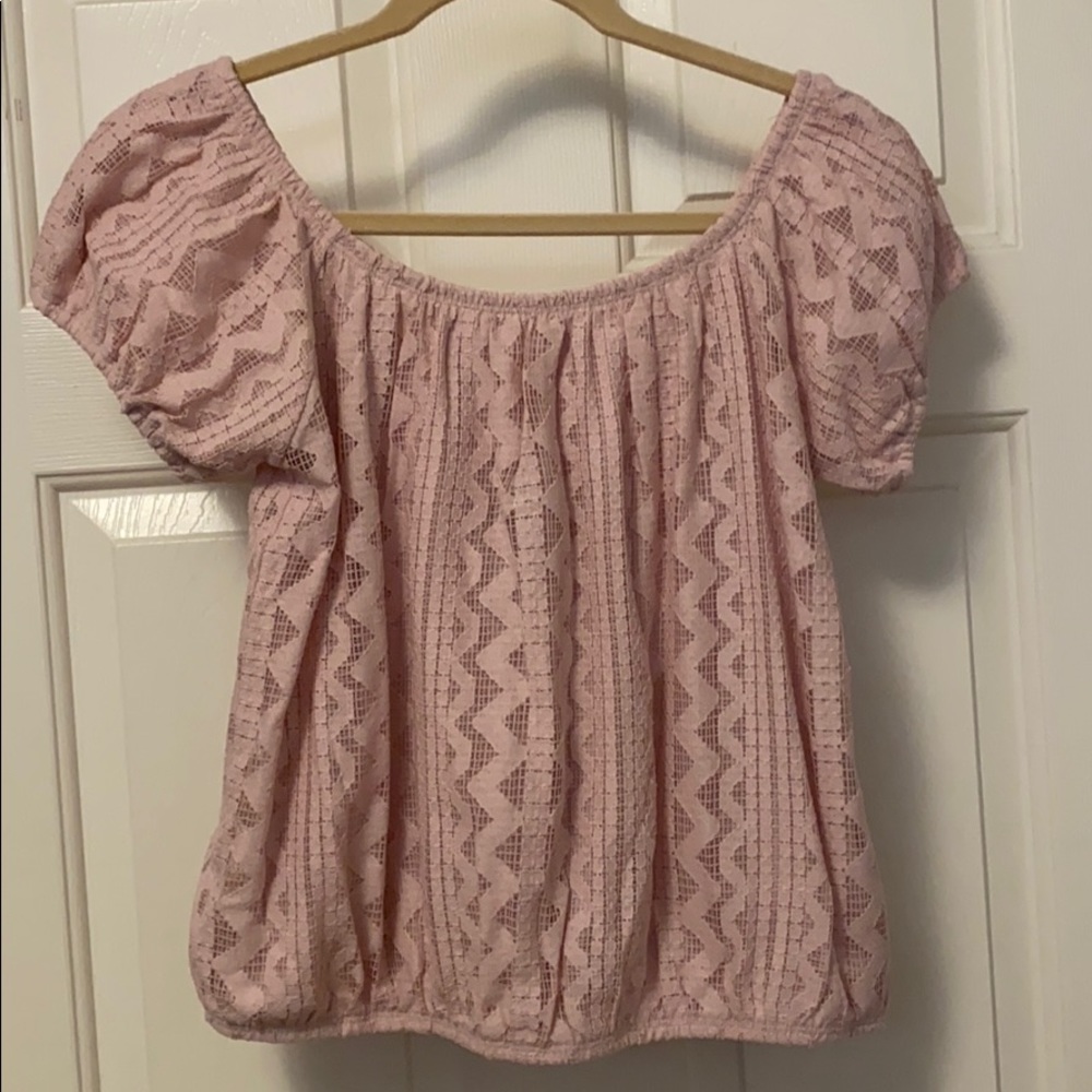 Blush Off / On shoulder Lace top